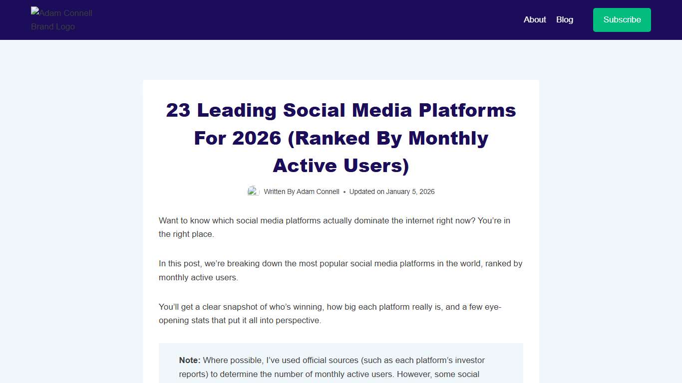 23 Leading Social Media Platforms For 2026 (Ranked By Monthly Active Users)